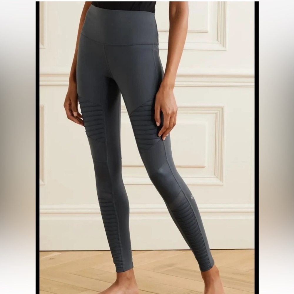 ALO Yoga High Waist Moto Leggings Gray LARGE